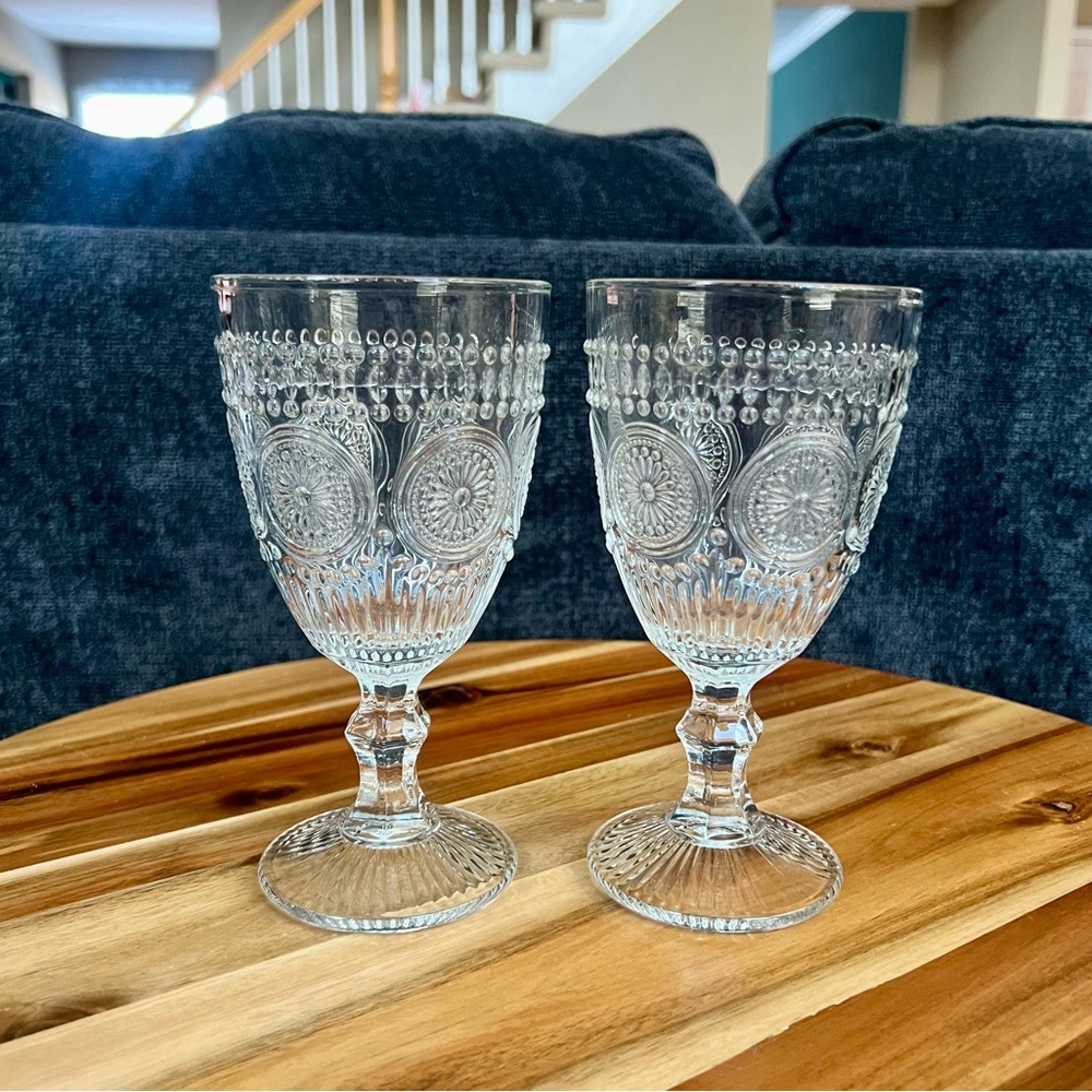 Pair (2) of Clear Glass Goblet Cups from Target Bullseye